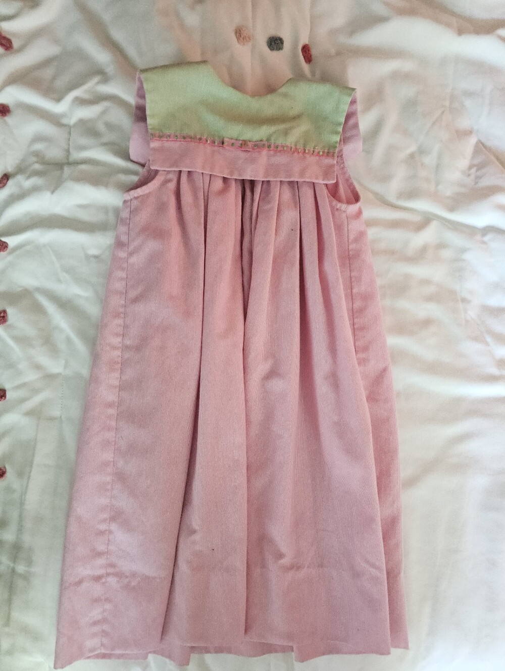 Pink Sleeveless Girls' Dress with Green